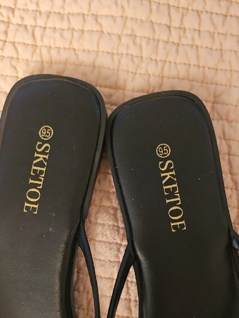 Black Square-Toe Flip Flop Sandals